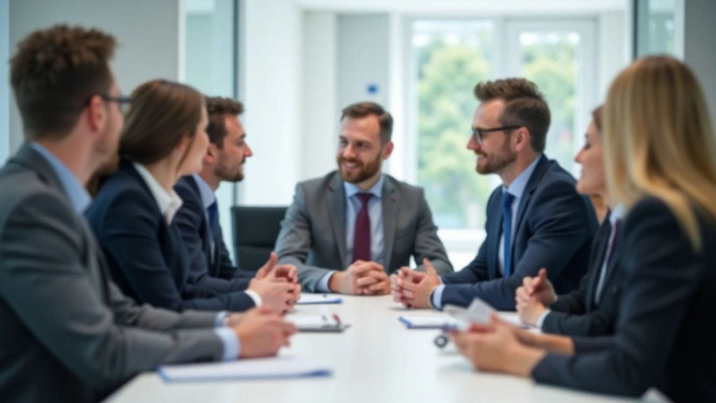 Konferenzraum mit Arbeitern, die gemeinsam an strategischen Zielen arbeiten