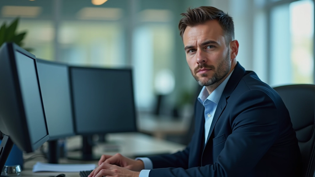 Beamte in einer modernen Verwaltung arbeiten an Computern mit digitalisierten Arbeitsprozessen