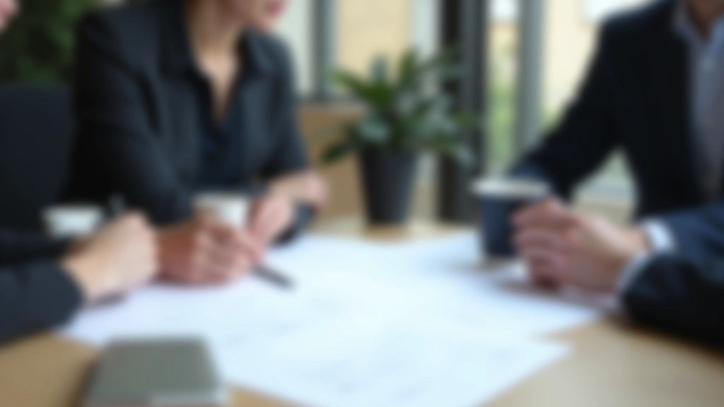 Arbeitnehmer in Gespräch bei Tarifverhandlungen mit Dokumenten und Kaffee